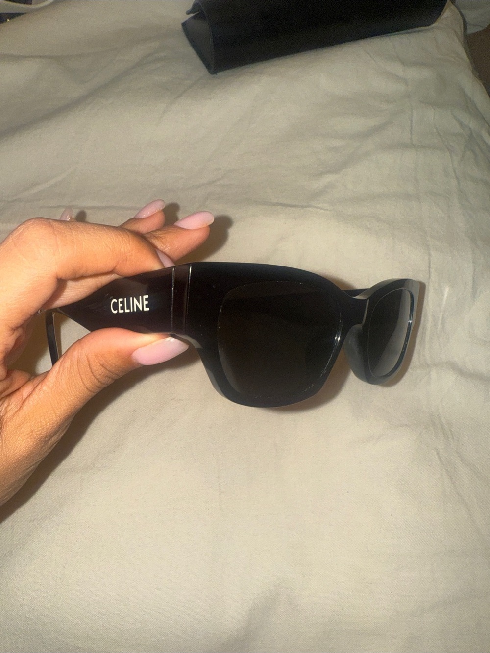 Authentic Celine Black Oversized Cat-Eye Sunglasses